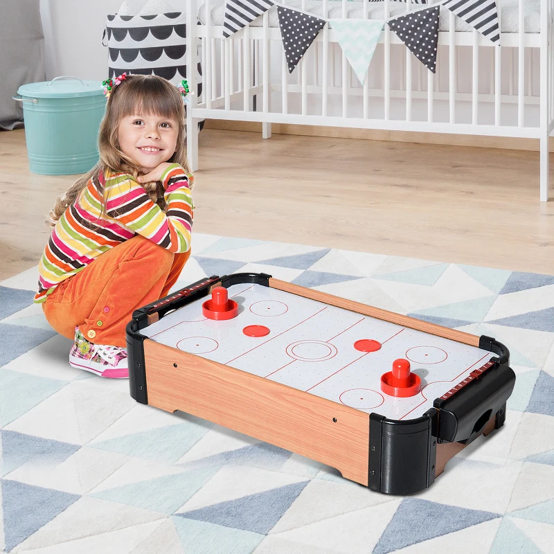 HOMCOM Air Hockey Juego de Mesa de Madera con Ventilador 2 Discos y 2 Empujadores 56x31x10.5cm