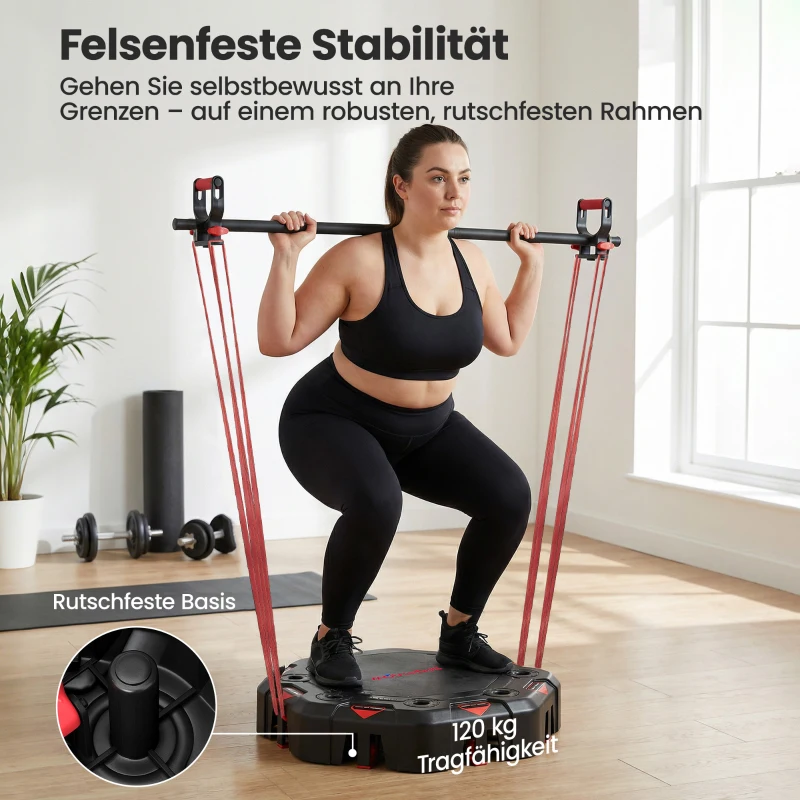 SPORTNOW Push-Up Board 7-in-1 Verstelbaar Push-Up Bord met Weerstandsbanden, Wieltjes en Deuranker, Opvouwbaar