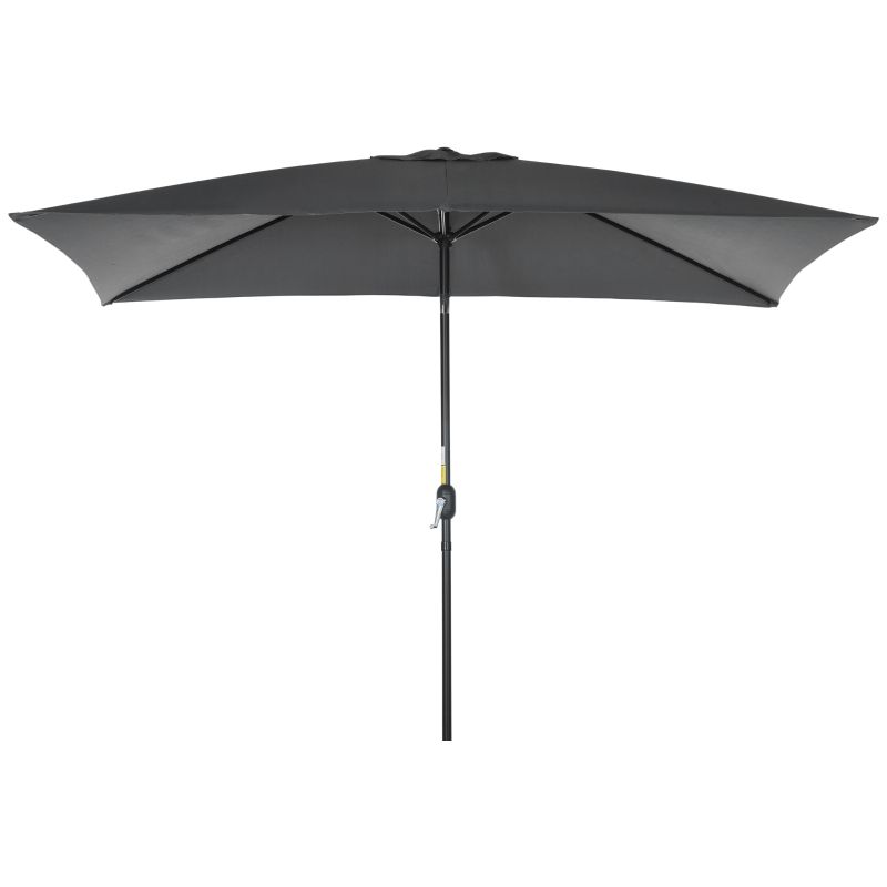 Outsunny 3x2m Garden Parasol Umbrella with Aluminium Pole, Tilt and Crank, Rectangular Outdoor Table Parasol Sun Shade for Patio, Black