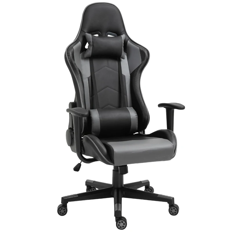 Vinsetto ergonomische bureaustoel, gaming stoel, draaistoel, kunstleer, schuimstof, MDF, zwart, 67,5 x 56 x 126-136 cm bureaustoel stoel kunstleer schuimstof MDF zwart | Aosom.de