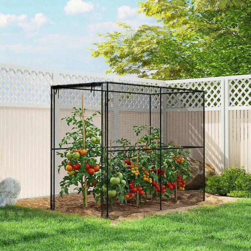 Outsunny Fruit Cage Bird Netting, Brassica Cage Plant Protection Tent with Zipped Door, Anti Bird, Insects, Small Animals, Black