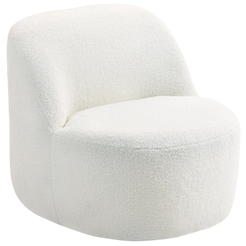 HOMCOM Poltrona per Salotto con Schienale Ergonomico in Tessuto Sherpa e Schiuma, 73x82x71 cm, Bianco Crema