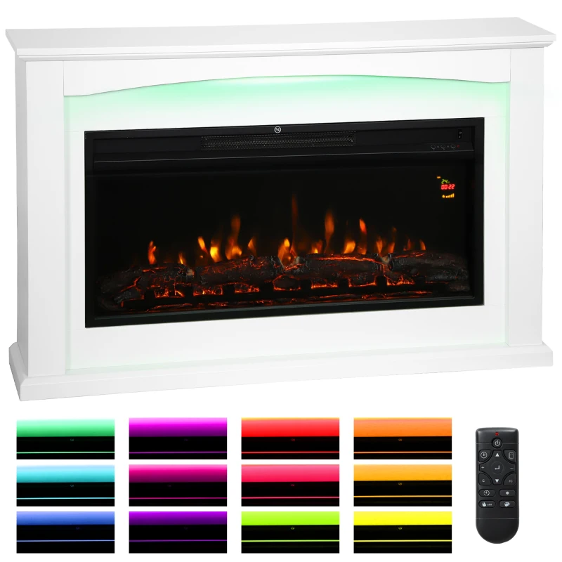 HOMCOM 2000W 5118 BTU Faux Flame Fireplace - White