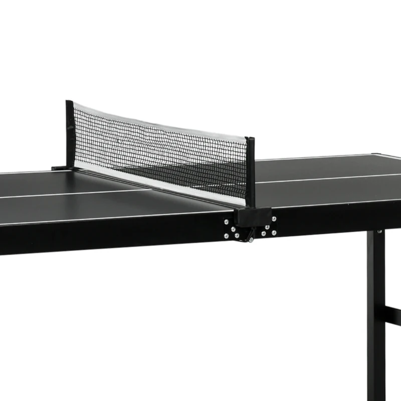 SPORTNOW 5ft Mini Table Tennis Table, Folding Ping Pong Table with Net and Aluminium Frame, Portable Ping Pong Game Set for Indoor Outdoor Use, Black