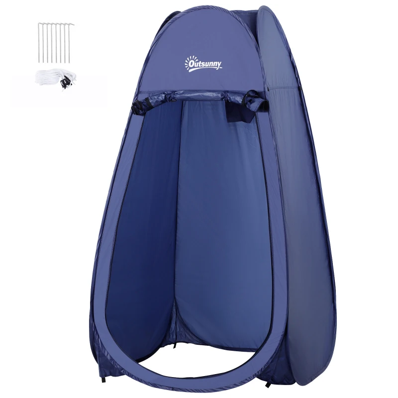 Outsunny Tente de douche pop-up tente de toilette pliable et portable anti-UV sac de transport inclus pour plage, pêche, randonnée, bain, l'extérieur, bleu marine