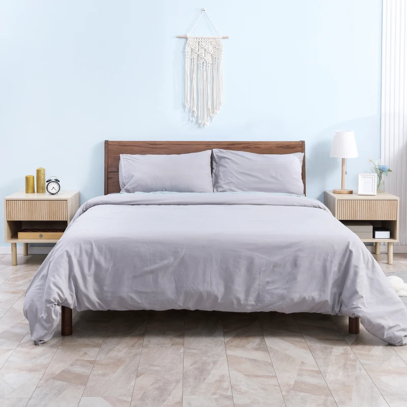 HOMCOM Lot de 2 tables de chevet table de nuit avec tiroirs et niches, style moderne, dim. 47 x 47 x 50 cm, bois naturel