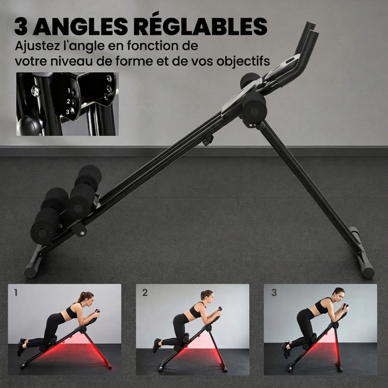 SPORTNOW Appareil à Abdominaux Pliable avec Écran LCD, Double Rail, Mousse PVC, Cadre en Acier, 92x41x83cm, Noir