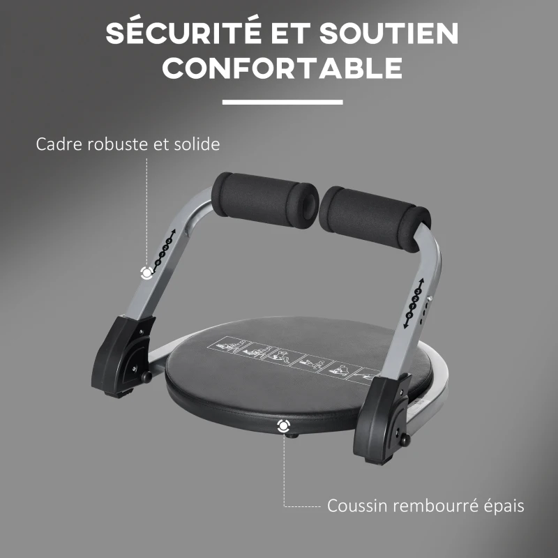 HOMCOM Appareil à abdominaux crunch musculation compact et pliable 3 niveaux de résistance