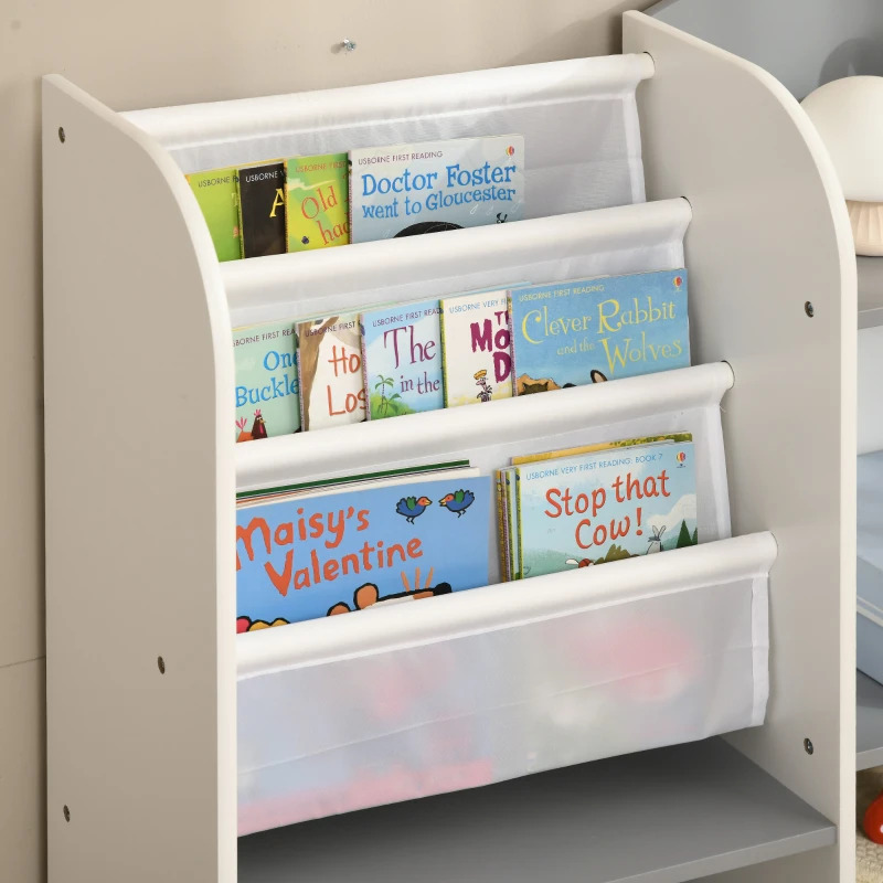 ZONEKIZ Scaffale Portagiochi per Bambini con Ripiani in Legno, 85x26x84cm, Grigio