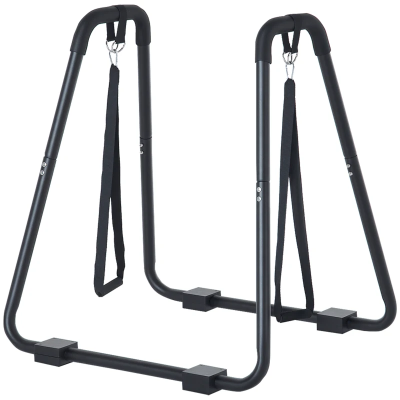 HOMCOM® Dipstation met slingtrainer dipstandaard parallel staven slingtrainer, staal, zwart, 90 x 81 x 92.5 cm