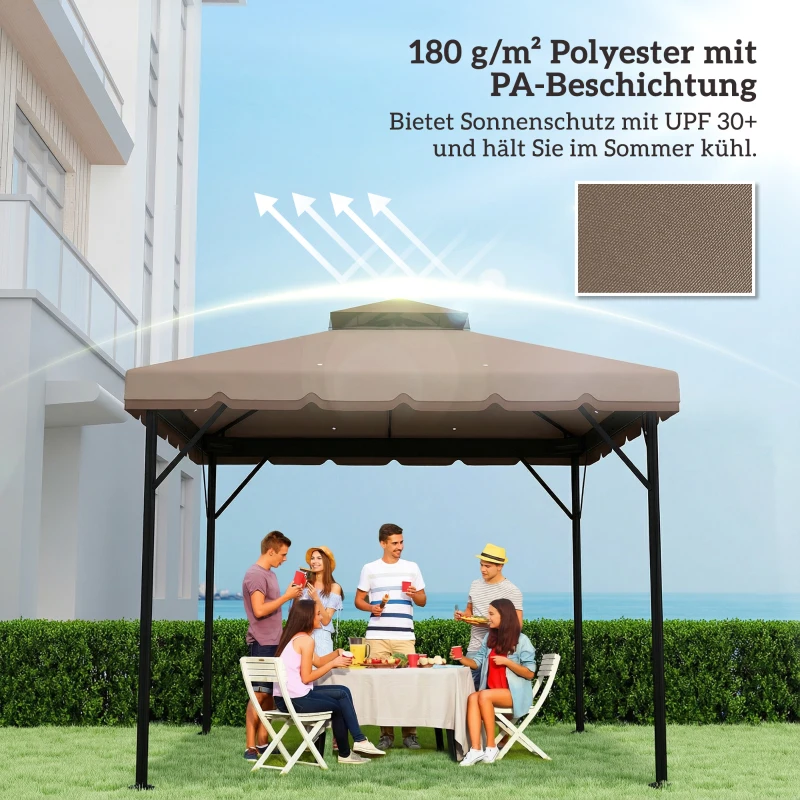 Outsunny Ersatzdach für Pavillon 3x3m Wasserabweisend Pavillondach mit Doppeldach Wasserablauflöchern Khaki