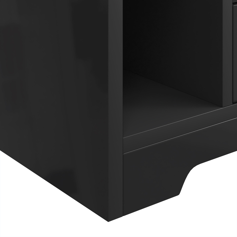 HOMCOM Bedside Table, Small Bedside Cabinet with 2 Drawers and Storage Shelves for Bedroom, Black Wood Effect