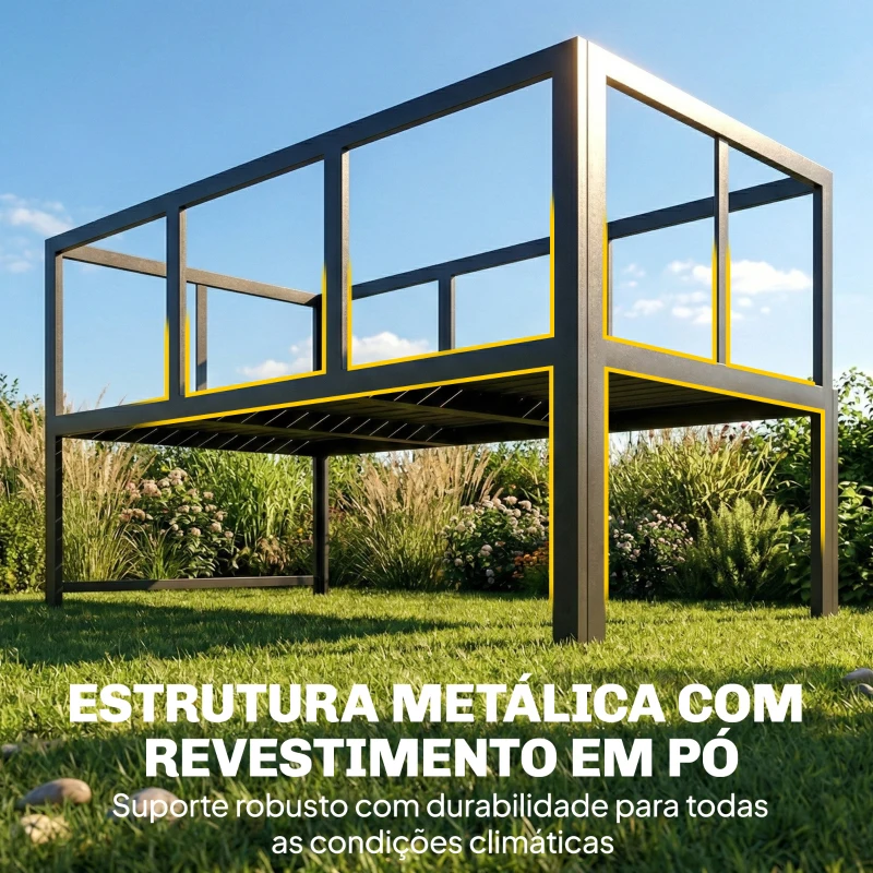 Outsunny Conjunto de Jardim Exterior com Almofadas, 2 Sofás de 2 Lugares com Reposabráços Ajustáveis e Mesa de Centro, Cinzento