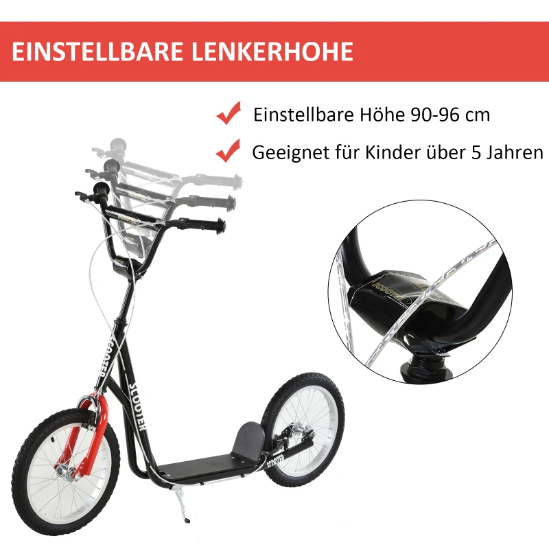 HOMCOM Step scooter stadsscooter kinderen luchtbanden verstelbare step aluminium wit(m-4)
