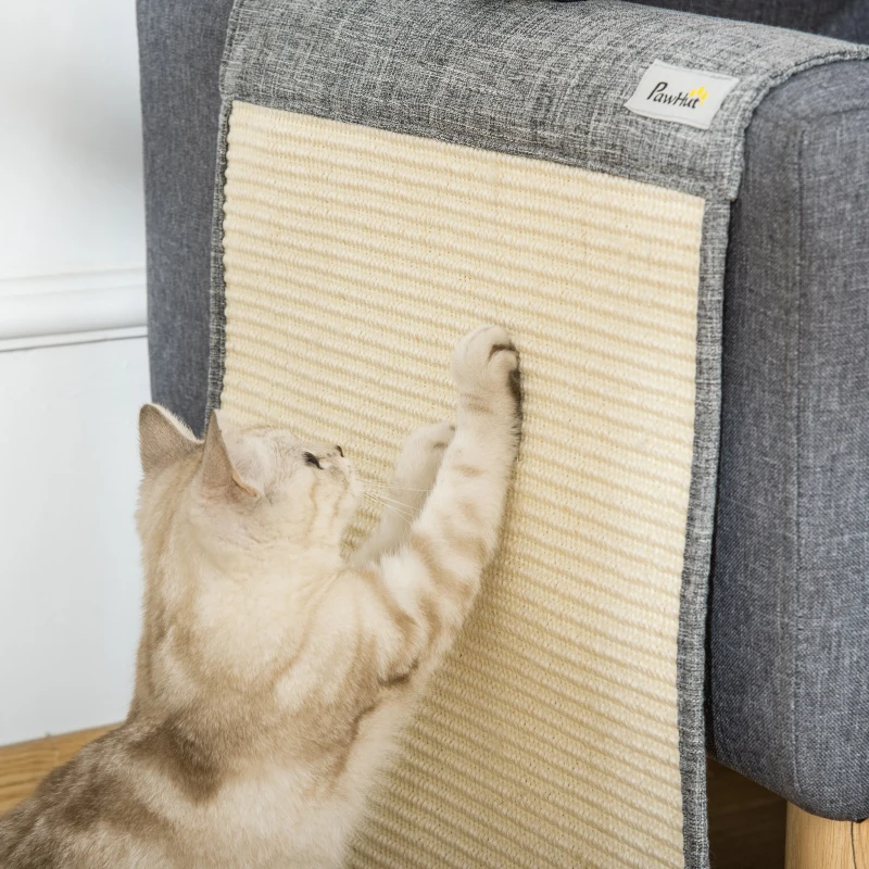 PawHut Set 2 Tiragraffi per Gatti da Divano in Sisal e Poliestere, 130x45cm - Grigio