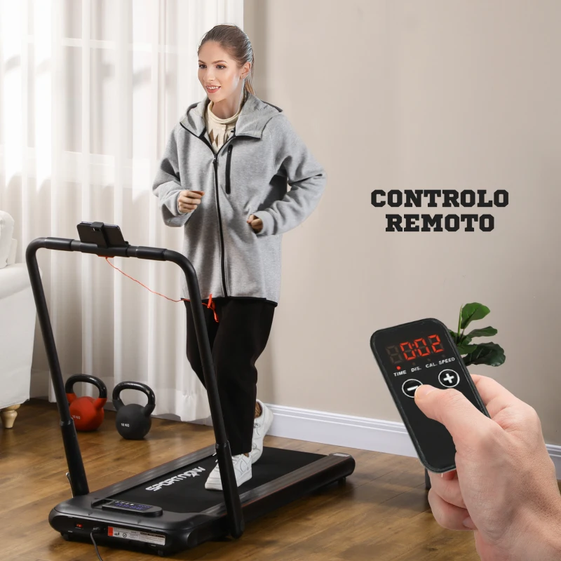 SPORTNOW Passadeira Dobrável 2 em 1 com Velocidade 12km/h Superfície de Corrida 36x105 cm e Controlo Remoto 135x65x105 cm Preto