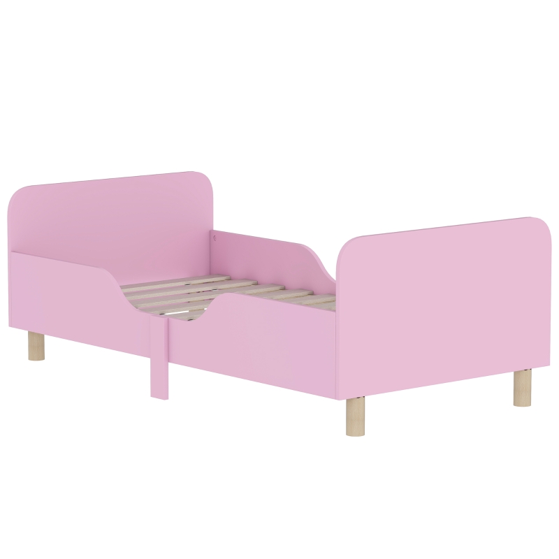 AIYAPLAY Kinderbedframe, eenpersoonsbed voor kinderen, veiligheidshekje, klein bed voor kinderkamer, MDF, zonder matras, Roze(m-11)