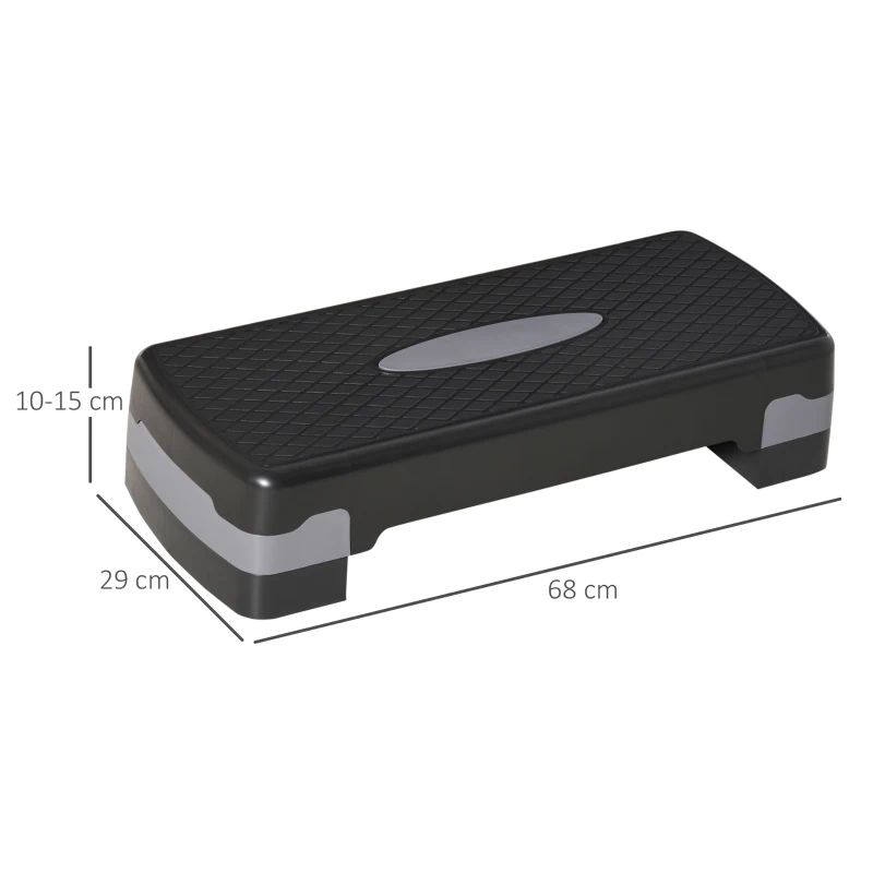 HOMCOM Stepboard aerobic fitness stepper hometrainer in hoogte verstelbaar sport zwart