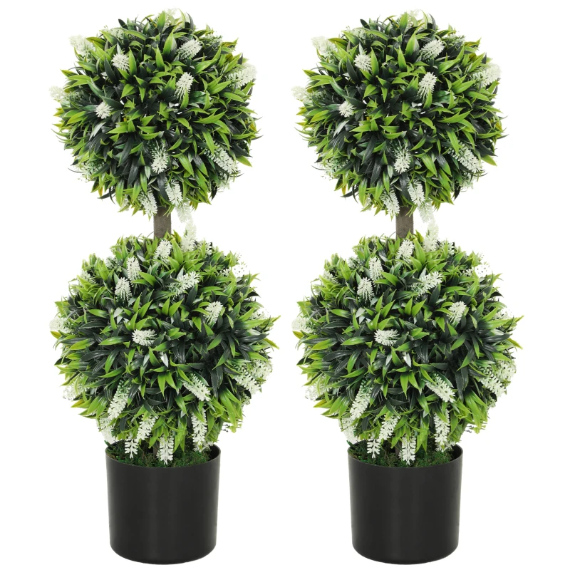HOMCOM Set van 2 Kunstplanten, UV-bestendige Kunstplant in Bloempot, 70 cm Kamerplant voor Woonkamer, Tuin