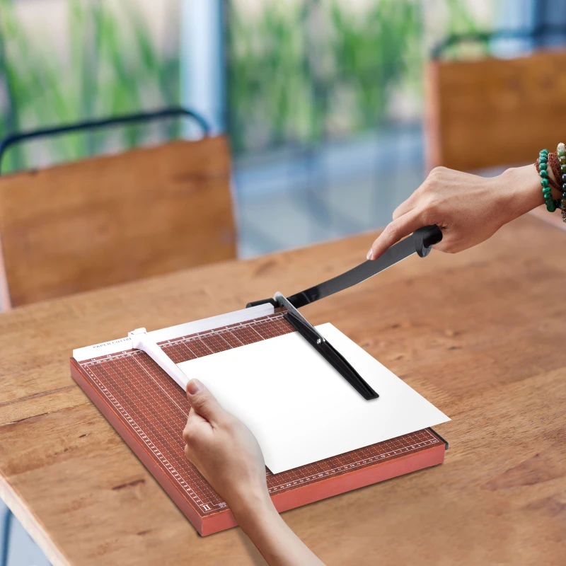 HOMCOM Cortador de Papel A3 Guillotina Profesional para Papelería Fotográfica Oficina Estudio Escuela Capacidad 12 Hojas con Regla Guía Cizalla de Cuchilla 65.5x40x6cm