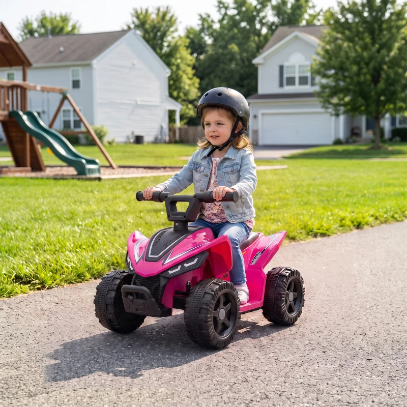 AIYAPLAY Kinder Quad Elektro 6V Kinderquad mit Lithium-Akku Vorwärtsfunktion Lenkerknopf-Steuerung 1,5-2 Jahre Hellrot
