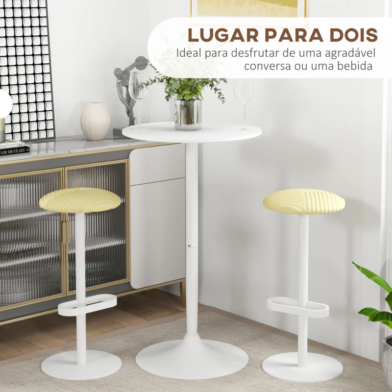 HOMCOM Mesa de Bar Redonda Mesa Alta de Cozinha Moderna com Estrutura de Aço para 2 Pessoas Ø60x102 cm Preto