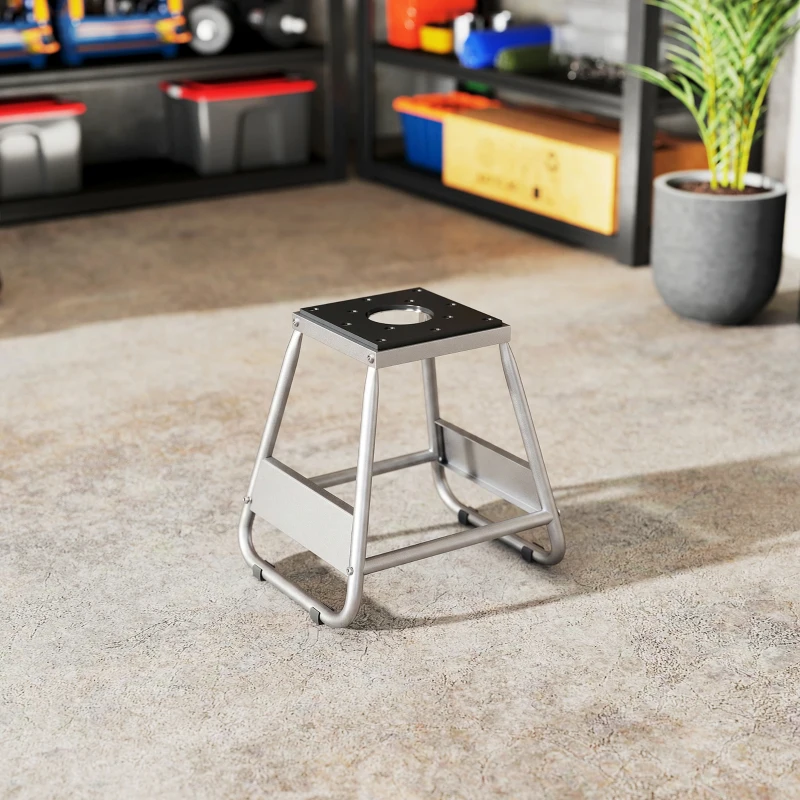 HOMCOM Suporte para Motocicleta Suporte Elevador de Motocross de Aço Carga 500 kg com Plataforma Antiderrapante 36x40x40,5 cm Cinza