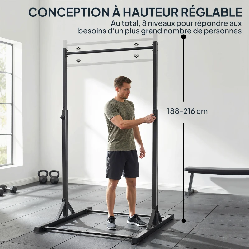 SPORTNOW Station de musculation et barre de traction power tower 200 kg avec 8 niveaux de hauteur noir