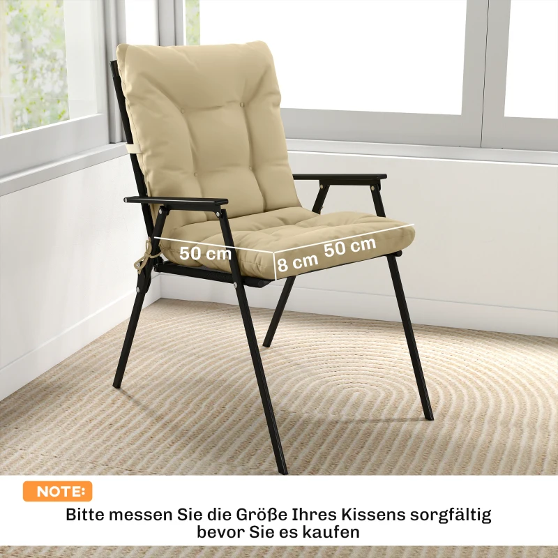 Outsunny Outdoor zitkussen met rugleuning en banden, waterafstotende kussens voor binnen en buiten, beige