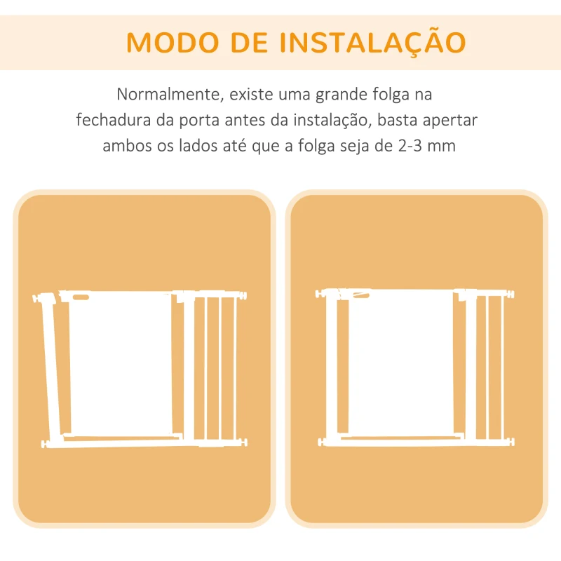 PawHut Barreira de Segurança para Cães Extensível 75-103 cm com 2 Extensões Duplo Bloqueio Fechamento Automático Cinza