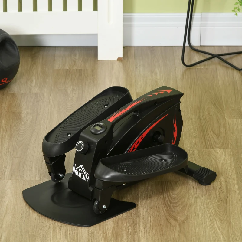 HOMCOM Mini Stepper mit LCD-Monitor, Heimtrainer, Pedaltrainer, Trainingsgerät, Stufenlos Einstellbarer Widerstand, Rutschfestes Steppbrett, Stahl