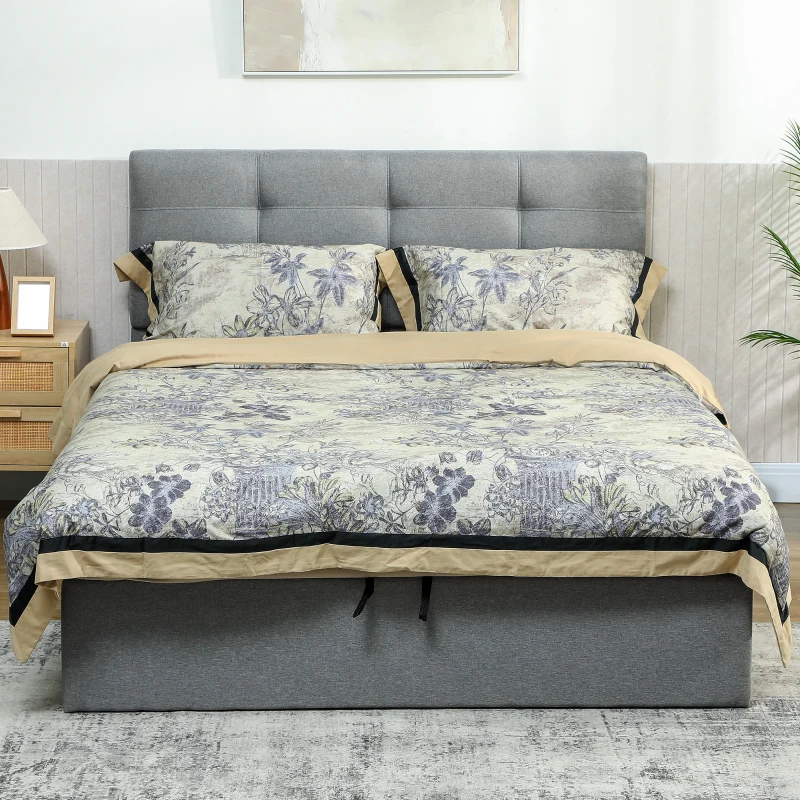 HOMCOM 5ft King Ottoman Bed with Gas Lift Storage - Grey