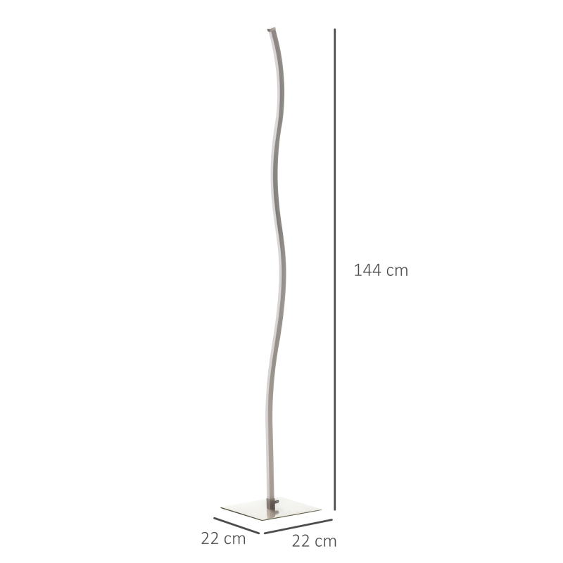 HOMCOM Lampada a Stelo, Lampada da Terra Design, Lampada Piantana con Luci a LED Bianco Caldo, 12W, Argento, 22x22x144cm