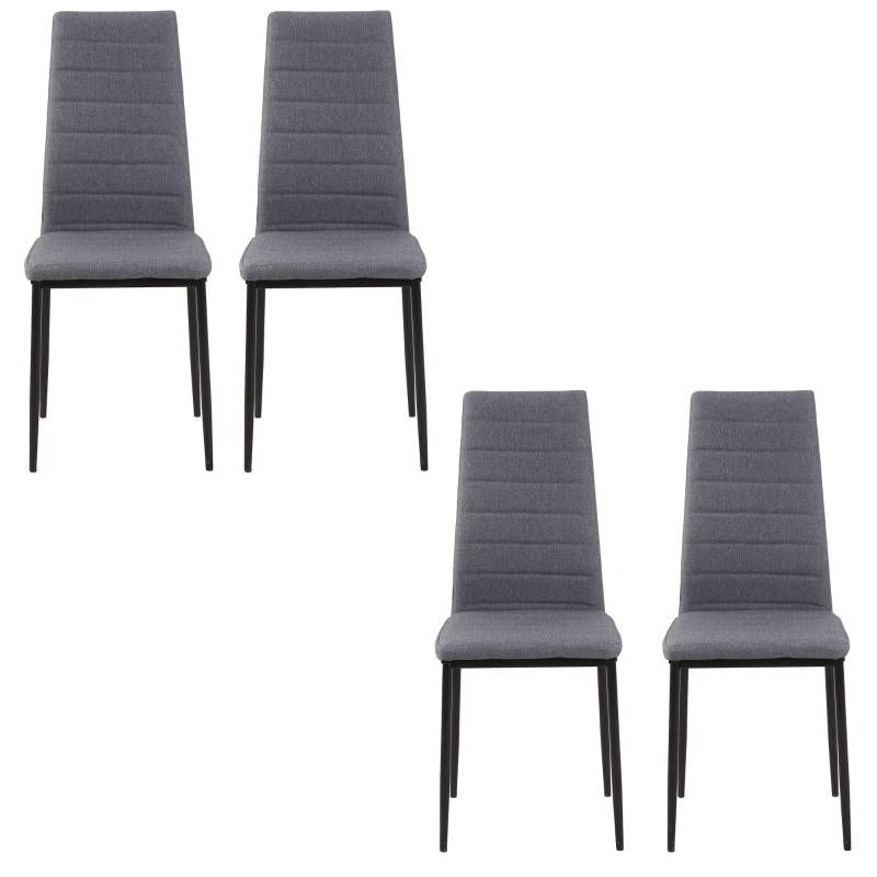HOMCOM Pack de 4 Sillas de Cocina Modernas Tapizadas en Lino y Patas de Metal para Salón Carga 120 kg 41x50x97 cm Gris