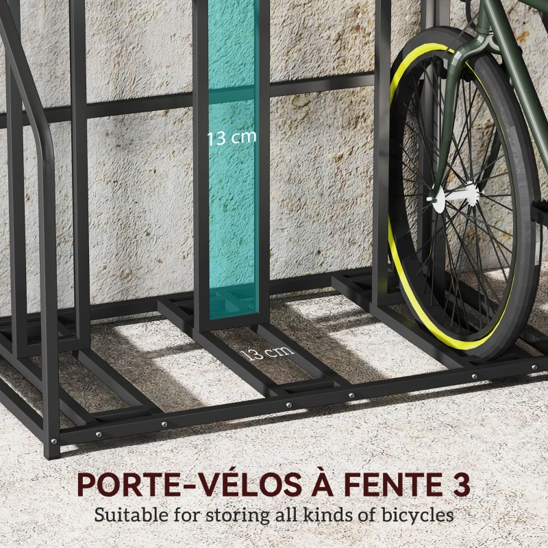 SPORTNOW Support de vélo support de stationnement à 3 vélos avec panier supérieur 4 crochets 90 x 54 x 100 cm noir