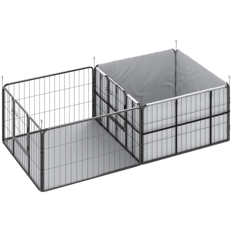 PawHut Seven-Panel Dog Whelping Box, Dog Playpen with Washable Whelping Pads, Wind-Resistant Fabric, for Small and Medium Dogs