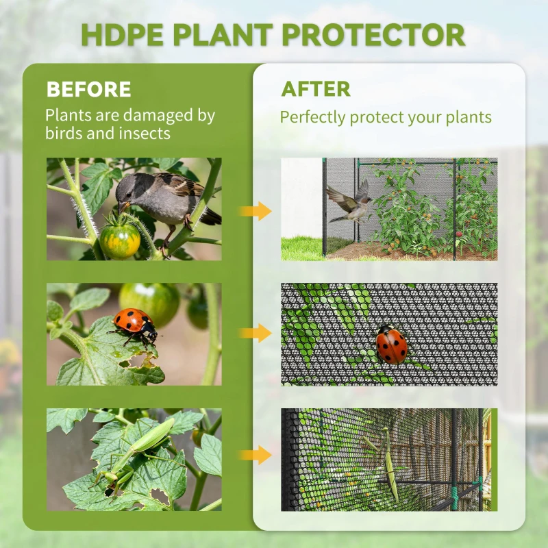 Outsunny Fruit Cage Bird Netting, Brassica Cage Plant Protection Tent with Zipped Door, Anti Bird, Insects, Small Animals, Black