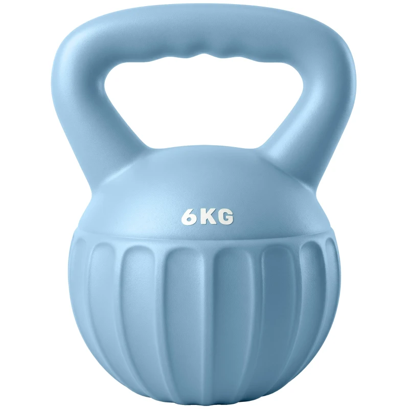 SPORTNOW Kettlebell Kugelhantel 6 kg Gewicht-Hantel mit Sand befüllt für Anfänger Zuhause Krafttraining 17 x 17 x 23 cm Blau
