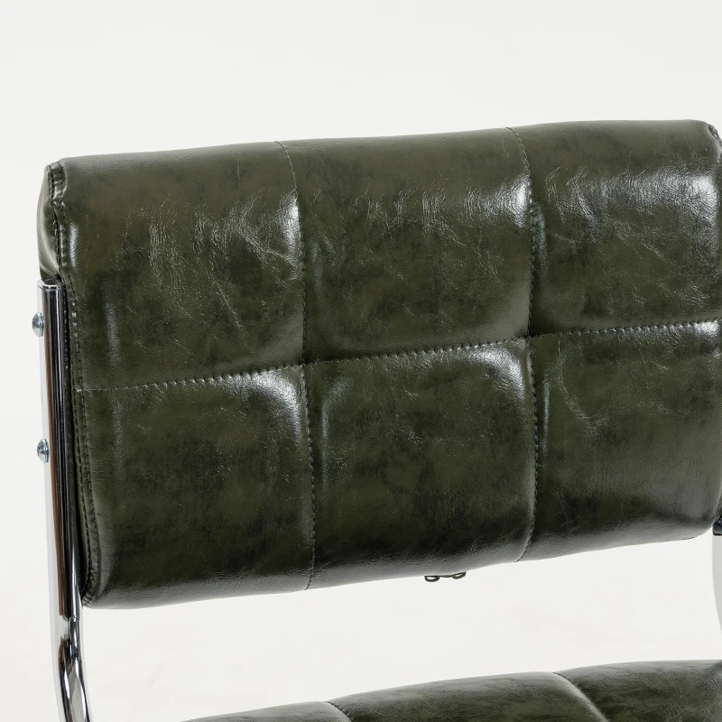 HOMCOM Bar Stools Modern PU Leather Adjustable Breakfast Bar Stools Backrest Set of 2 Green