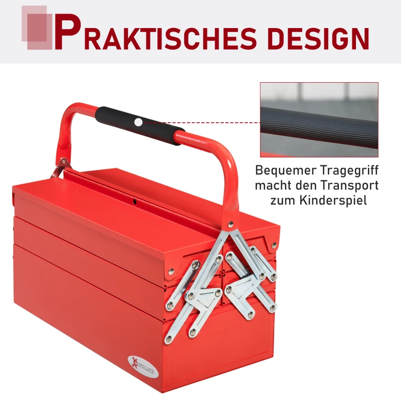 DURHAND gereedschapskist gereedschapskoffer 5-vaks staal 45 x 22,5 x 34,5 cm