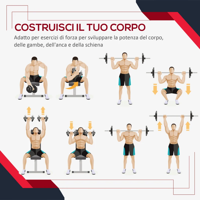 HOMCOM Set di 4 Dischi Pesi per Bilanciere e Manubri Peso Totale 30kg, 2x5kg e 2x10kg, Nero