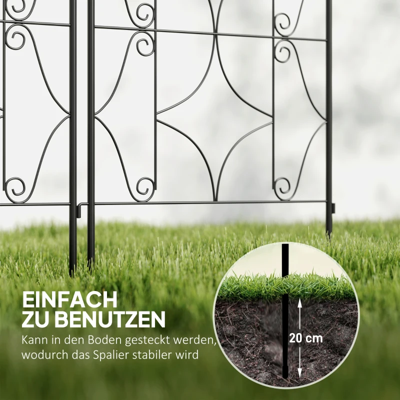 Outsunny Klimrek Metaal Set van 2 om in te steken roestvrij klimhulp voor klimplanten 50x150 cm Zwart