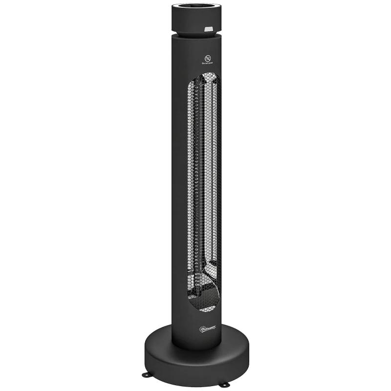 Outsunny 2000 W Electric Infrared Patio Heater, Free Standing Oscillating Outdoor Garden Heater with Knob/Remote Control, Black