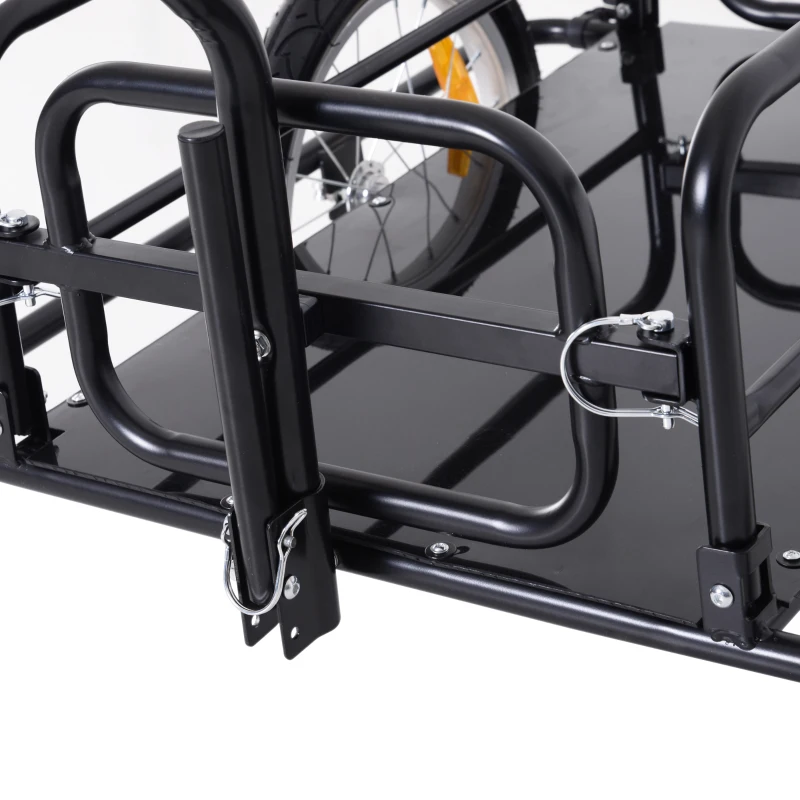 HOMCOM Aanhangwagen koppeling transportaanhanger fietskar bolderwagen zwart(m-9)