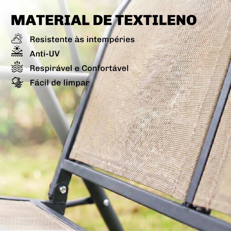 Outsunny Baloiço de Jardim Exterior de 3 Lugares com Toldo Reclinável Assento Respirável e Estrutura de Aço 175x118x159 cm Bege