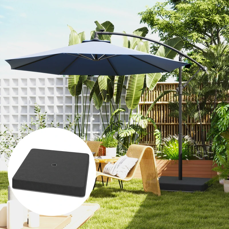 Outsunny Basisgewichte für Sonnenschirmständer, Wasserdicht, mit Sand befüllbar, Kunststoff, 89L x 89B x 10,5H cm, Schwarz