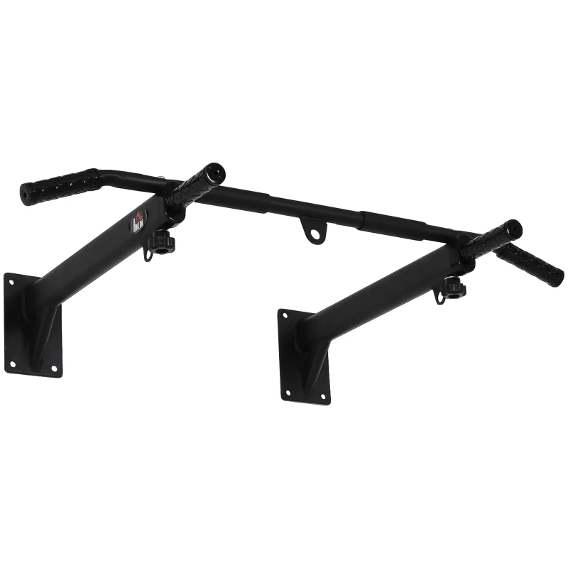 HOMCOM Klimmzugstange zur Wandmontage oder Deckenmontage bis 150 kg belastbar, Multifunktionale Pull Up Bar mit rutschfest Griffe, Ösen sicher stabil Klimmzug Stange für Fitness Zuhause, Stahl Schwarz