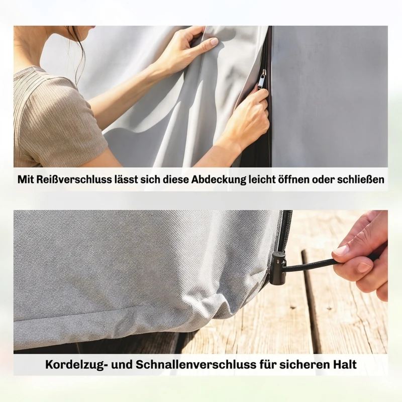 Outsunny Gartenmöbelabdeckung Abdeckung Schutzhülle für Outdoor-Möbel, 215 cm x 155 cm x 150 cm, Grau