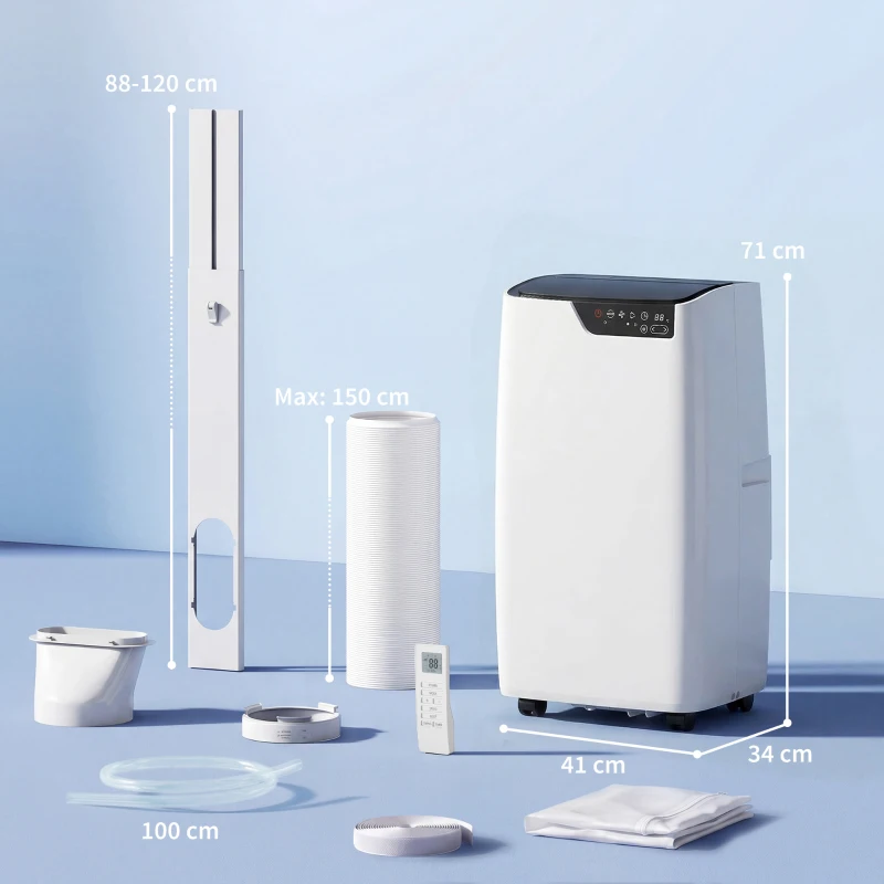 HOMCOM Tragbare Klimaanlage 12000 BTU, Klimagerät mit Kühl-, Entfeuchtungs-, Ventilator- , Schlafmodus, WiFi Sprachsteuerung