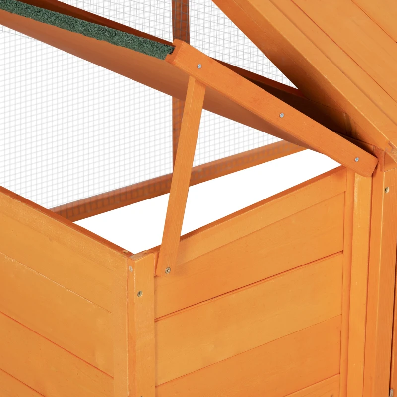 PawHut Hühnerstall Freilaufgehege 2,4 x 1,125 x 0,76 m Freigehege mit Schloss Tür aufklappbar Dach Tannenholz Orange